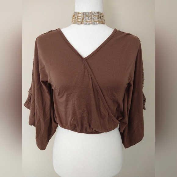 Rue21 Brownish Tan V Neck Crop Top | Size S - Picture 1 of 9